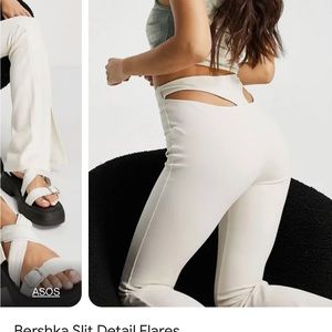 Berksha slit pants with exposed back white
